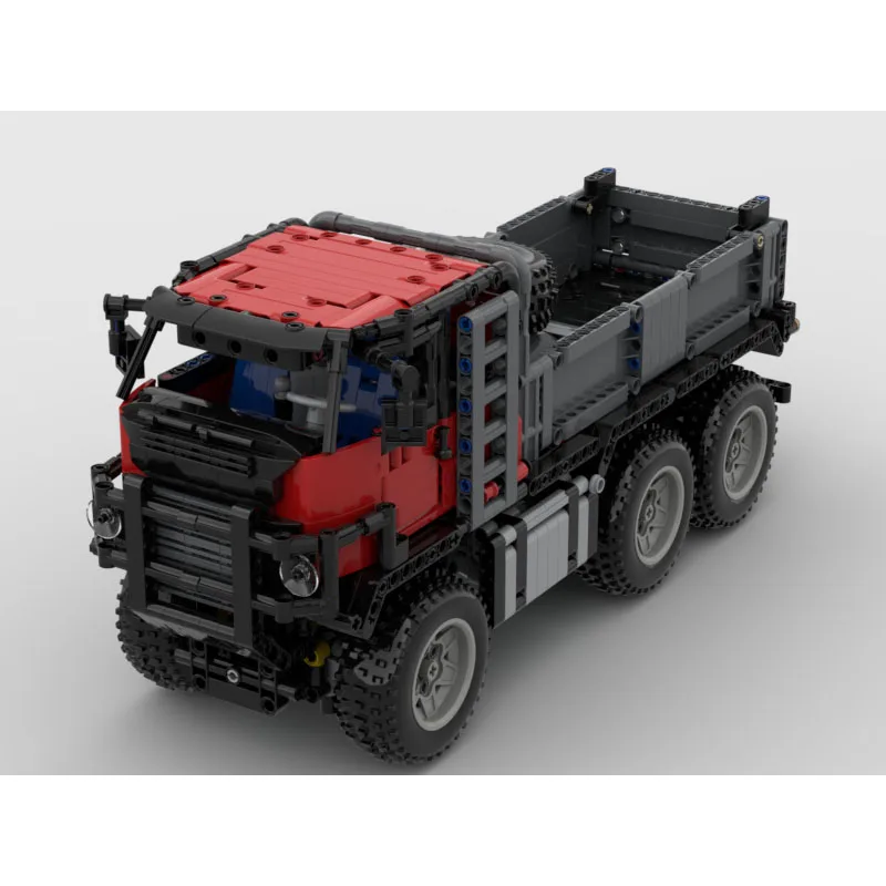 MOC- 190857   Caminhão de transporte de carga elétrico rc 6x6, bloco de construção modelo 1328 peças menino crianças blocos de construção de aniversário brinquedo presente