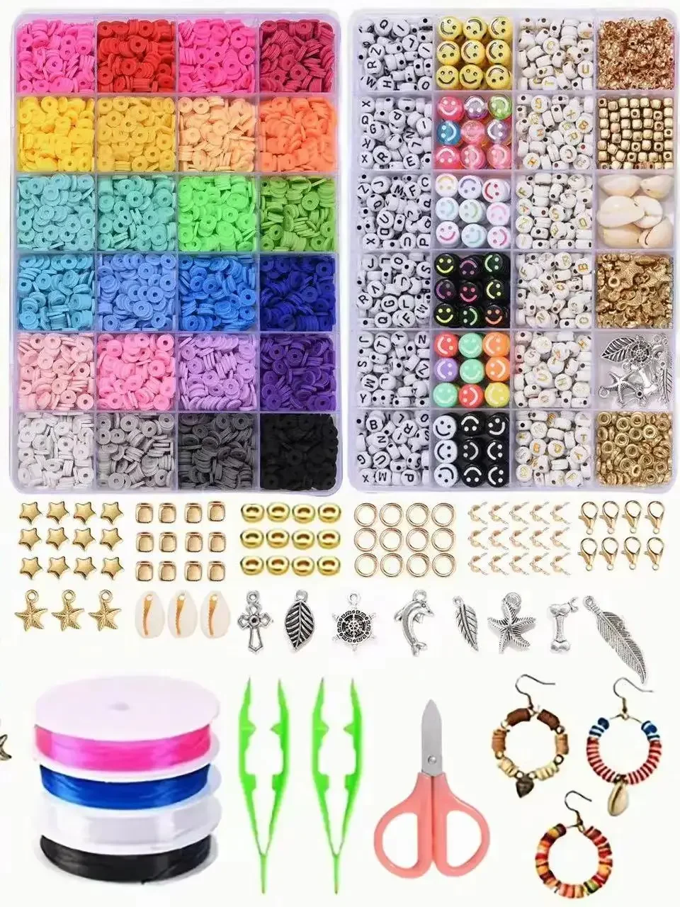 SHU YU 14400/4200/2400pcs Assorted Polymer Clay Beads Kit for DIY Jewelry Making-Handmade Craft for Bracelet, Necklace, Earrings
