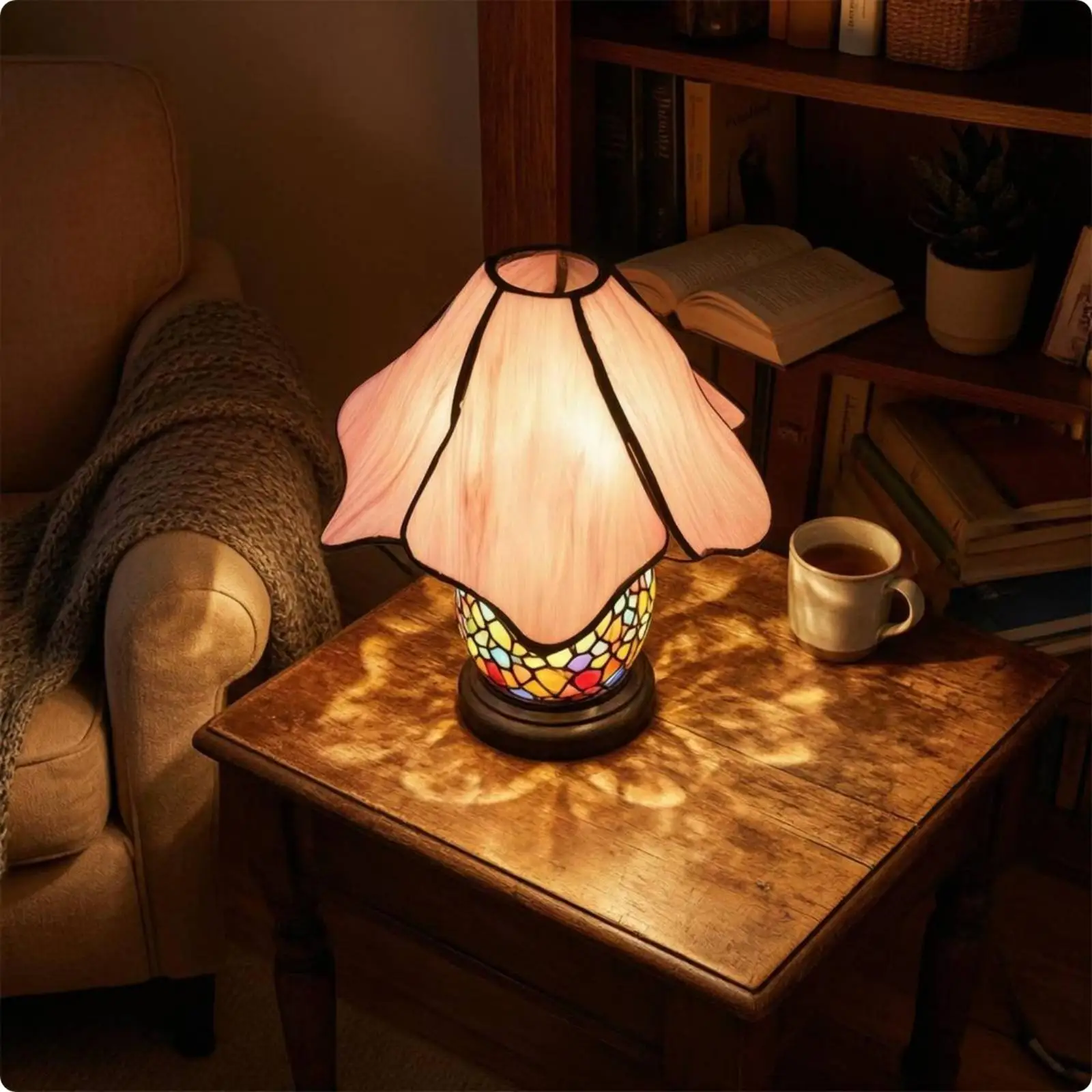 Stained Glass Lamp Black Shade Soldered Metal Handmade Stained Glass Shade E27 Compatible Handmade Lampshade for Table Lamps,
