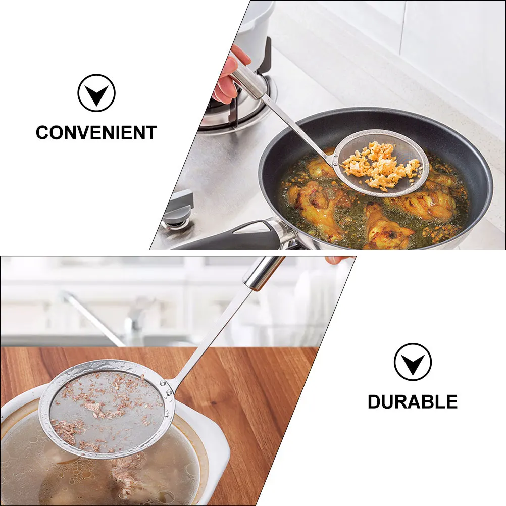 

Stainless Steel Mesh Strainer 10cm Skimmer Spoon Colander Kitchen Supplies Handheld Soup Spaghetti Strainer Frying Tool