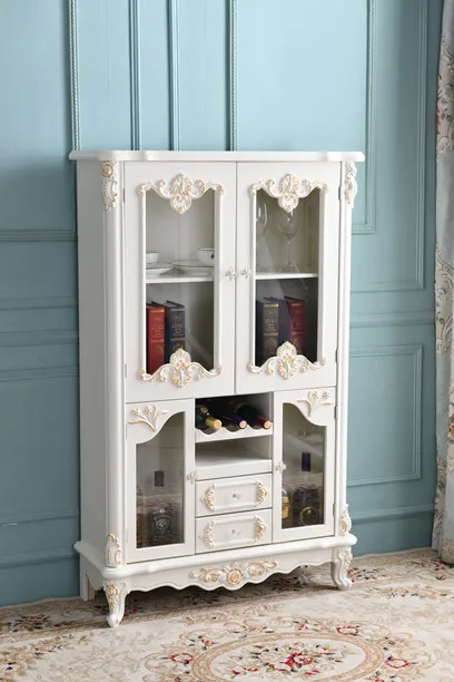 New European-style side cabinet French locker Korean-style Dining cbinet side cabinet Pure white ivory white edge cabin