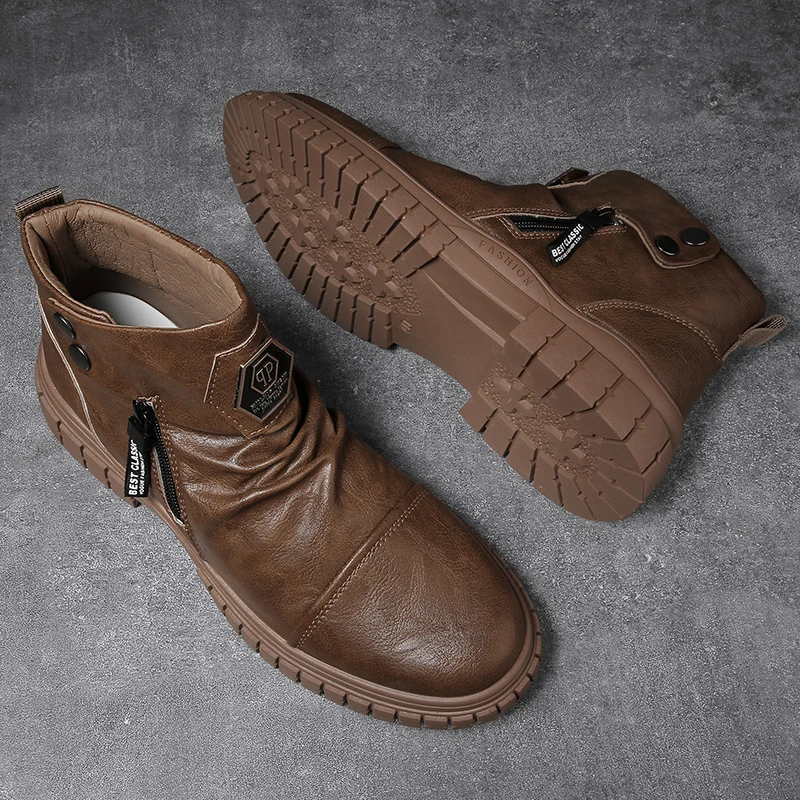 أحذية رجالية عالية الجودة بنمط ريترو بلون سادة عالية الجودة مصنوعة يدويًا برباط مسطح ملابس عمل جديدة لجميع المواسم مع جلد PU #4