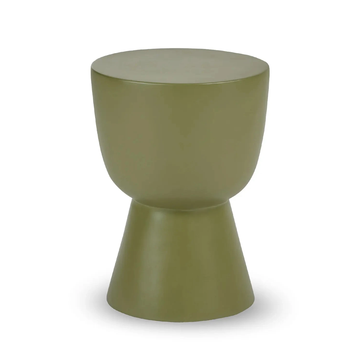

Olive Green Glossy Finish Flat Surface Art Style Side Table End Table Perfect for Indoor and Outdoor