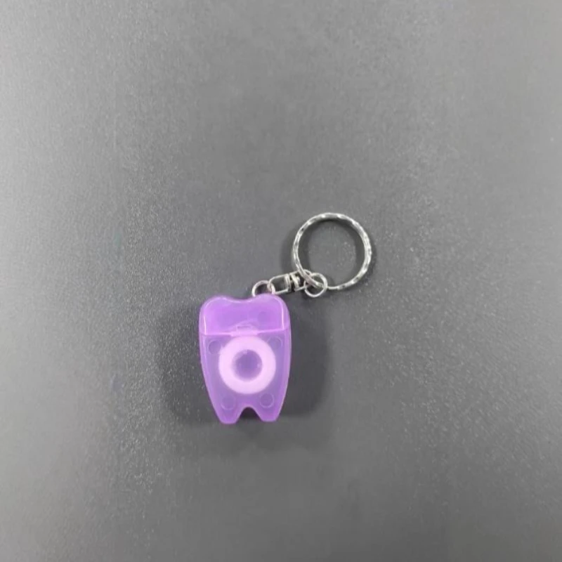 60Pcs Dental Floss Tooth Keychain Portable Floss Roll Tooth-Shaped Key Chain Teeth Care Oral Clean Tool 10M