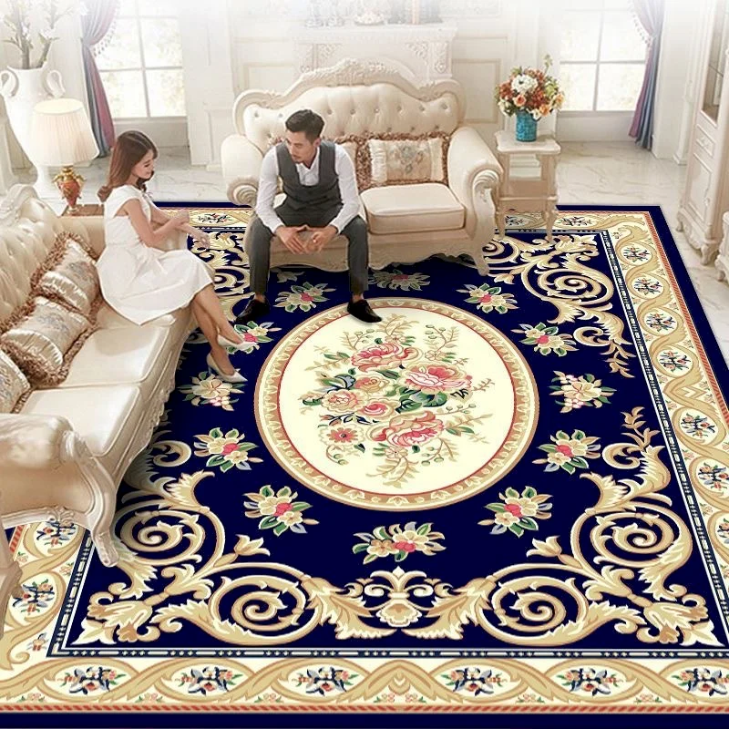 VIKAMA European Retro Medal Carpet Antique Decoration Flower Anti Slip Large Carpet Living Room Interior Home Decoration
