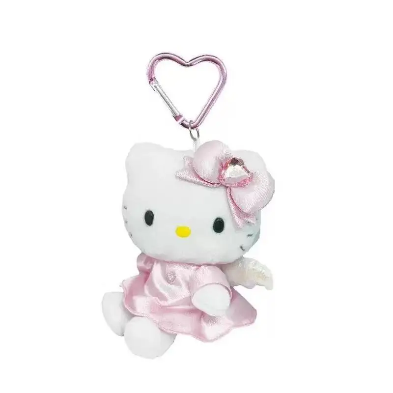 Sanrio Hello Kitty พวงกุญแจตุ๊กตาตัวการ์ตูนน่ารักอะนิเมะ KT จี้ตุ๊กตายัดนุ่นกระเป๋าเป้สะพายหลังของเล่นตกแต่งซิปของขวัญเด็กผู้หญิง