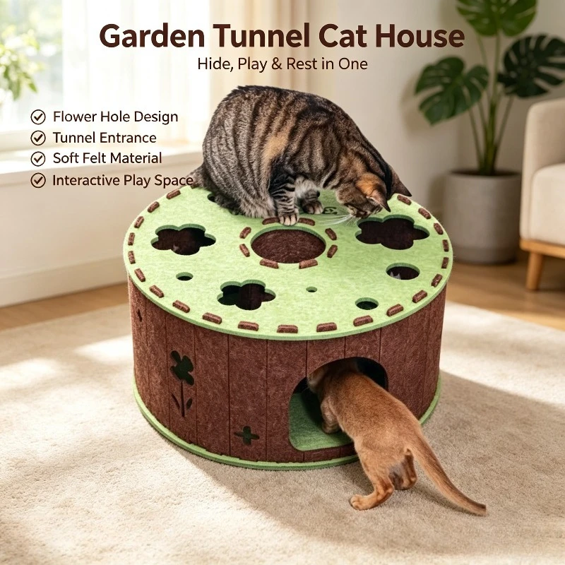 Donut-förmiges Katzen-Tunnel-Nest aus Filz, warmes Versteck-Spielzeug, ganzjährig nutzbares integriertes Schlafhaus für Katzen, im 2er-Set verkauft.