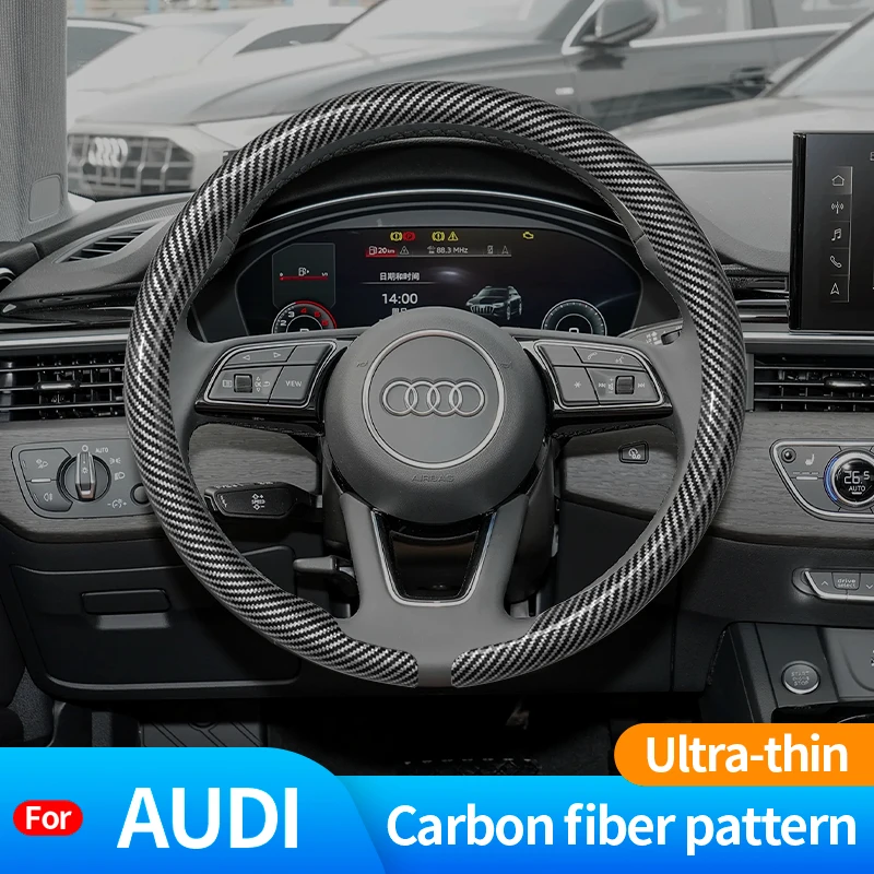 

For Audi A3 A4 A5 A6 A7 A8 A1 A2 Q1 Q2 Q3 Q4 Q5 Q6 Q7 Q8 RS3 RS5 Carbon Fiber Suede Car Steering Wheel Cover Auto Accessories