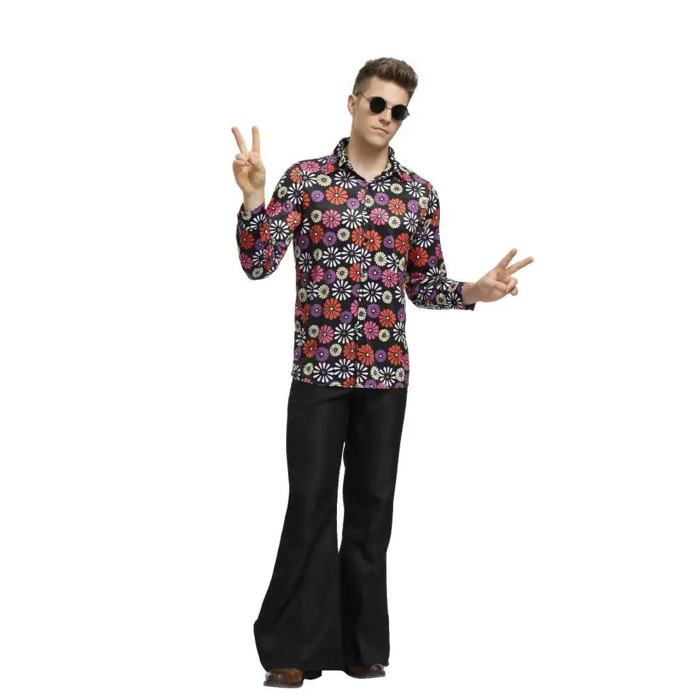 زي رجالي على طراز الهيبيين من السبعينيات، بدلة أداء للهالوين وحفلات التنكر، زي مسرحي تقليدي صيني عرقي