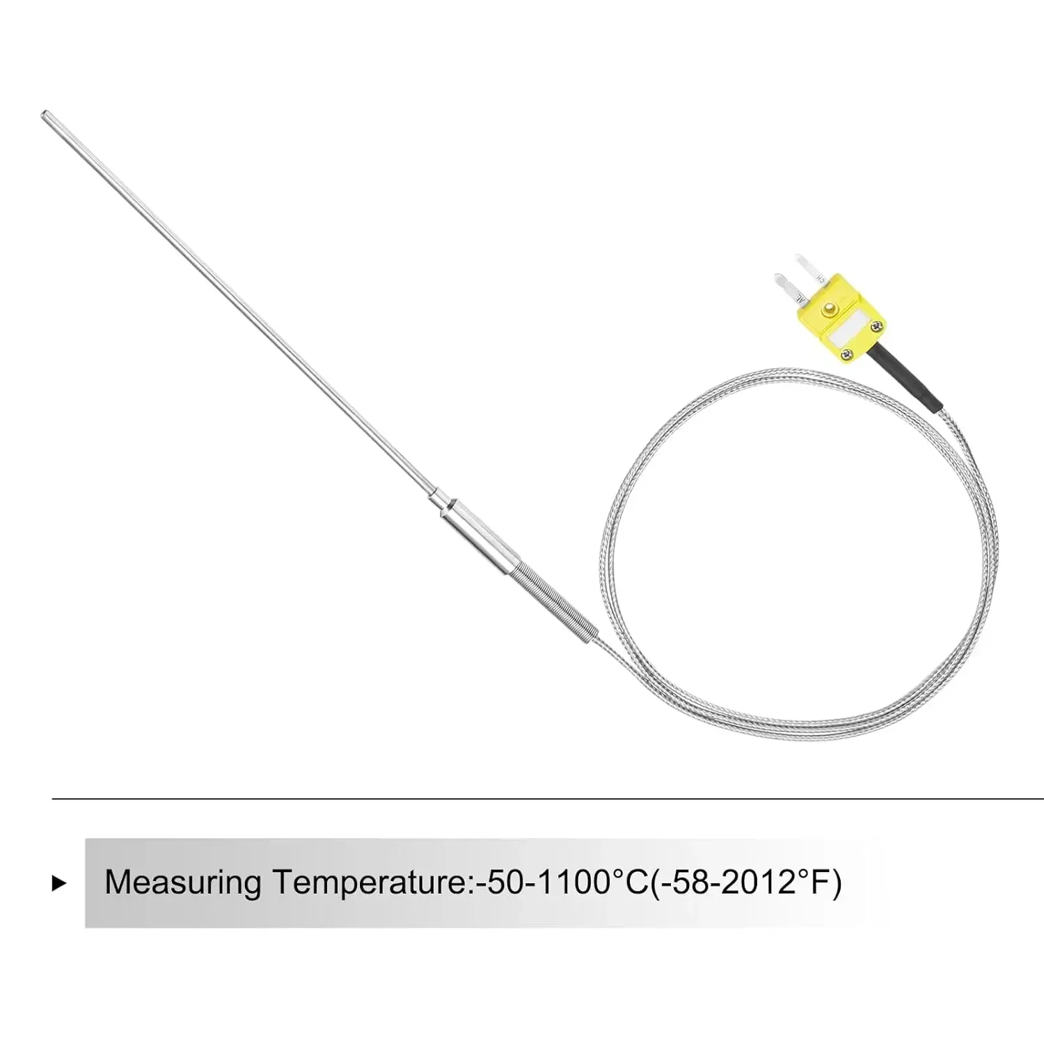 Термопара типа K с вилкой, датчик температуры измерителя от -50 до 1100 ° C (-58 до 2012 г. ° F) Нержавеющая сталь, провод 3,2x150 мм, длина 3,3 фута