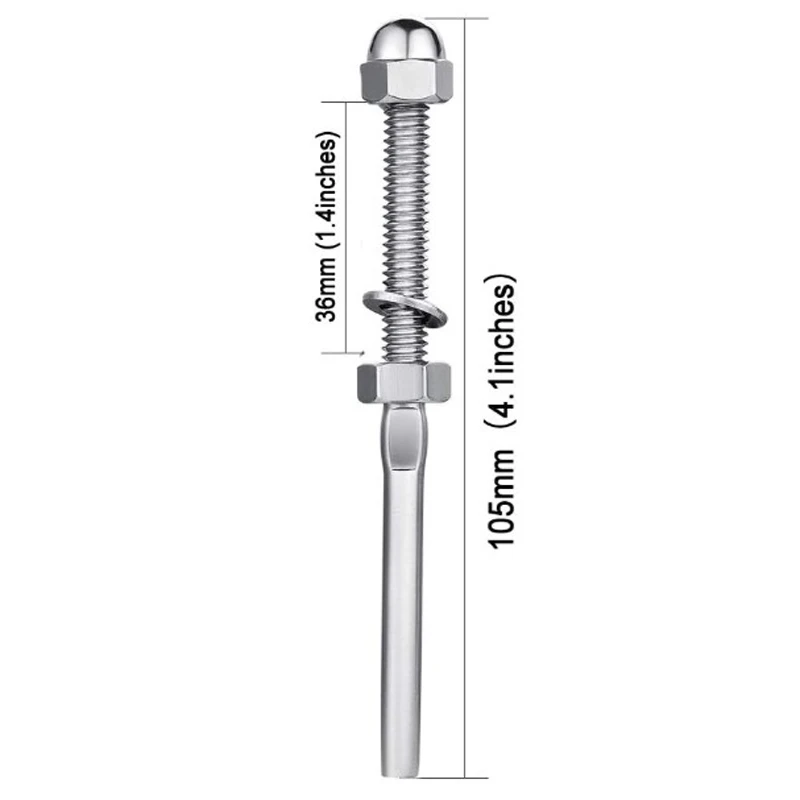 10Pcs Stainless Steel Cable Railing Hardware Threaded Tensioner Stud Ends for 1/8'' Cable Railing System