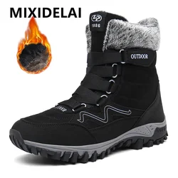 Botas de nieve de felpa para hombre, botines cálidos de talla grande, impermeables, antideslizantes, para exteriores, senderismo, trabajo, Invierno