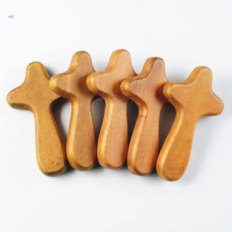 Natural Wooden Handheld Holding Crosses Prayer Gift Clutching