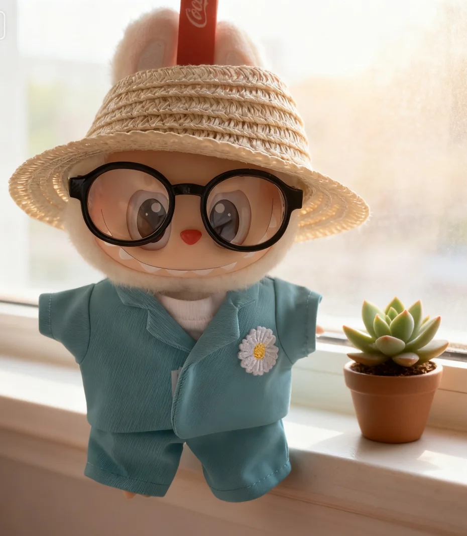 ملابس دمى قطيفة مقاس 6.69 بوصة، مناسبة لدمى خرقة، مجموعة مكونة من 5 قطع تتضمن قبعة ونظارات، لا تشمل الدمية