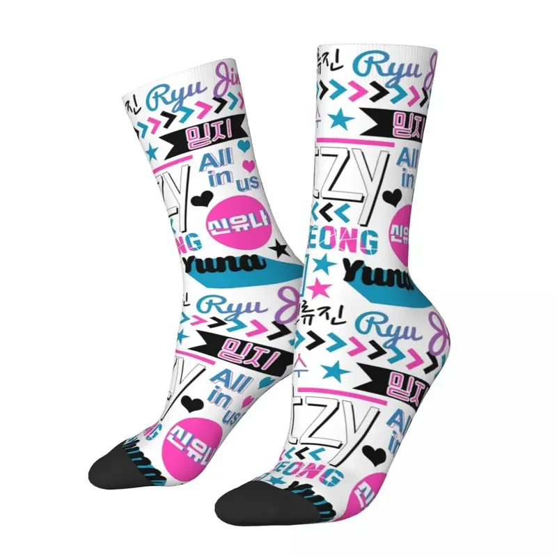 Y2K-calcetines largos con estampado de tema de Collage ITZY para todas las estaciones, Kpop coreano, cálidos, absorbentes del sudor