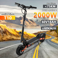 JOYOR T10 EScooters 2000W Dual Motor 60V18Ah Battery Strong Climbing Power Scooters Electric 10-inch Fat Tires Electric Scooter