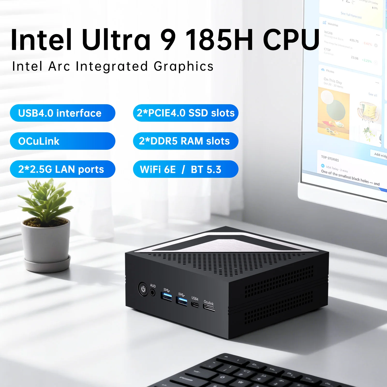 MSECORE MQ90 Mini PC Intel Ultra 9 Windows11 AI Computer Gaming Office Desktop DDR5 NVME SSD WiFi7 BT5.4 Thunderbolt 2‑LAN 4K