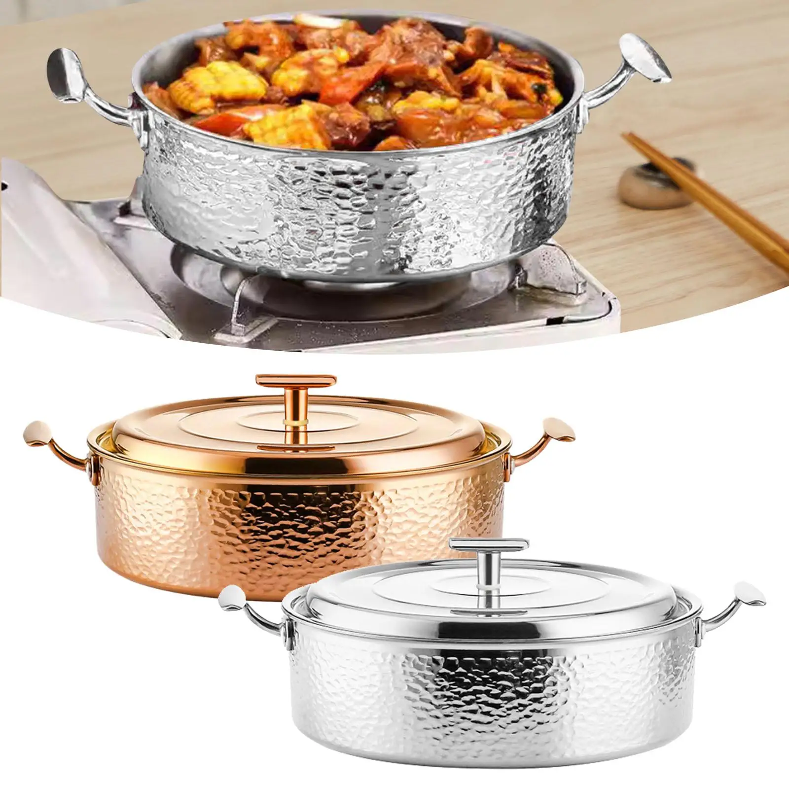 

Hammered Copper Hot Pot Cookware Cooking Pot Easy Clean Stew Pot Thick Soup Pot for Picnic Catering Restaurant Parties Home