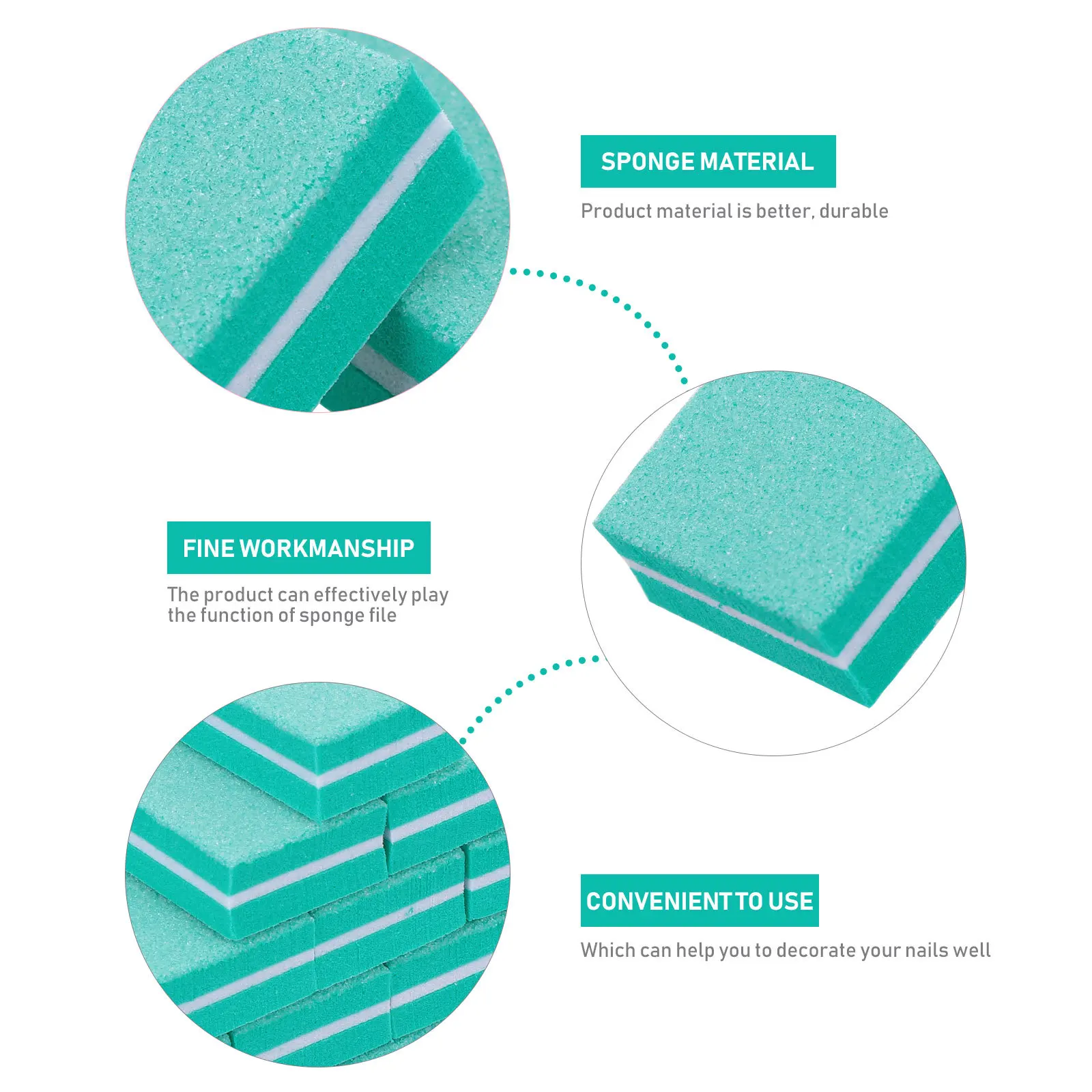 

50Pcs Nail Sponge Buffers Manicure Polishing Tools Portable Design for Acrylic Nails Nail Sponge Manicure Files