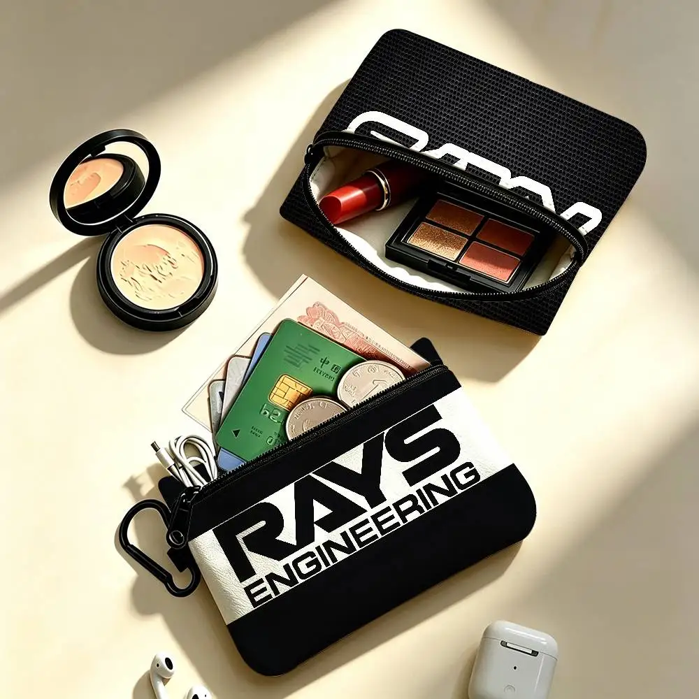 R-RAYS Wheels Mini Oxford Cloth Coin Purse With Carabiner Hook Portable Key Card Wallet Small Zipper Storage Pouch
