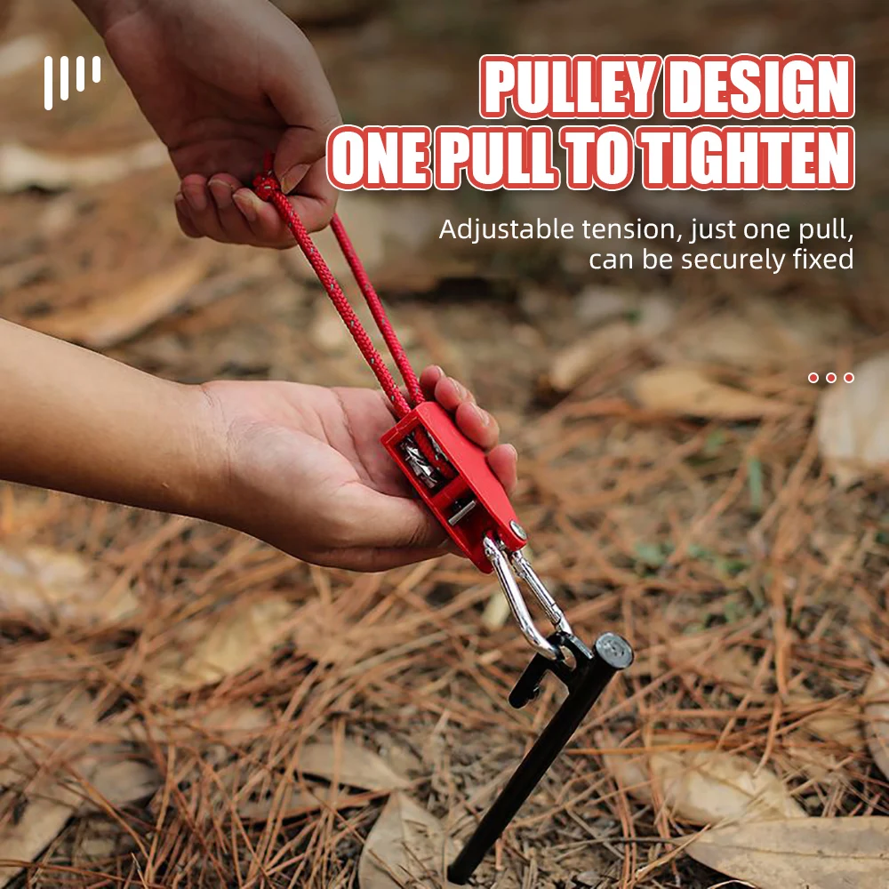 1/4pcs Camping Tent Tie Down Rope Tightener Fastening Pulley Ratchet Hangers Awning Canopy Buckle Rope Tightening Straps Tool