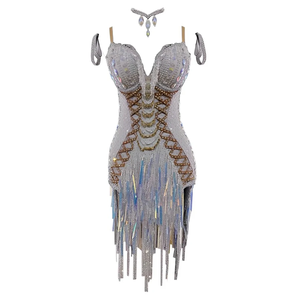 Costume de danse latine professionnel pour enfants, Costume Standard pour adultes avec pompon fait à la main, Rumba Cha Cha Tango, jupe latine