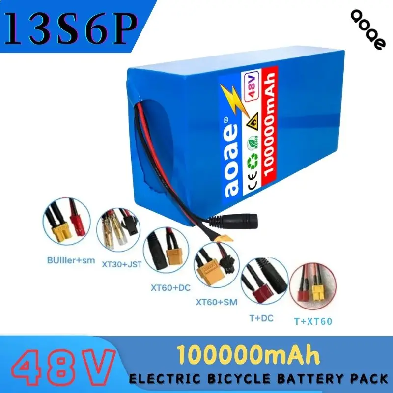 

48V 13s6p 100Ah Epoxy board lithium battery pack 2000W electric bicycle unicycle battery with built-in 50A BMS+54.6V 2A charger