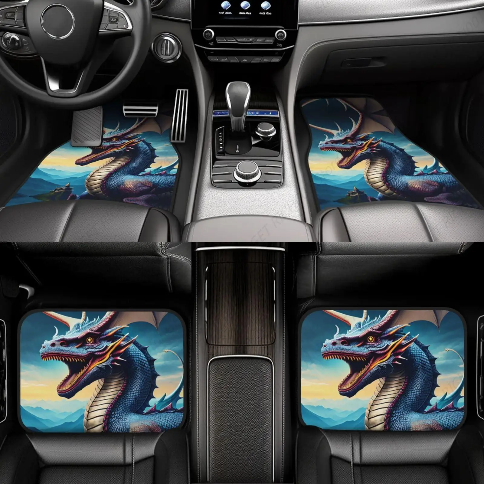 

Juego Alfombrillas Para Pies Coche Dragon 4 Piezas, Revestimiento Suelo Universal, Accesorios Para Coche Que Se Adapta A La