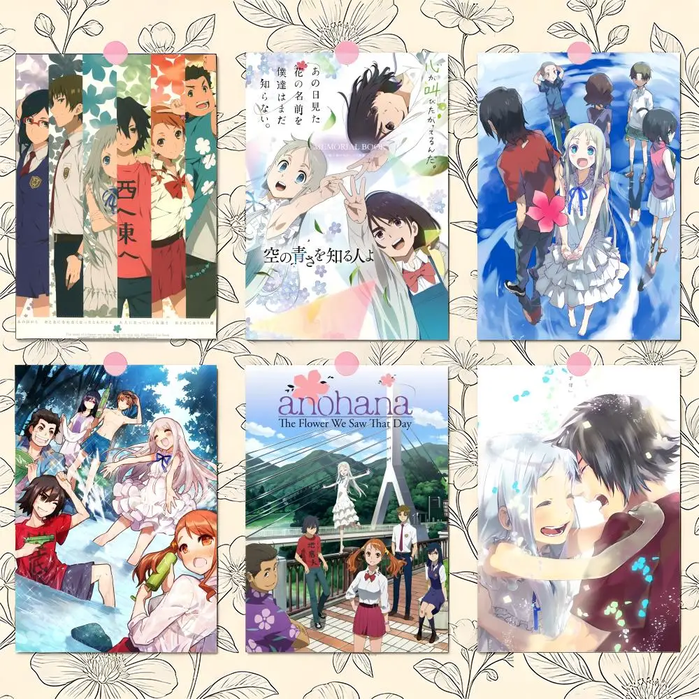 Anohana Anime The Flower We Saw That Day Poster Premium PP Wandaufkleber – zum Abziehen und Aufkleben, HD-Druck, wasserfeste Heimdekoration