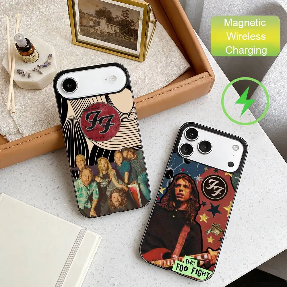 

Foo F-Fighters band Phone Case For iPhone17,16,15,14,13,12,11 Max Black Wireless Charging Protecitve Cover