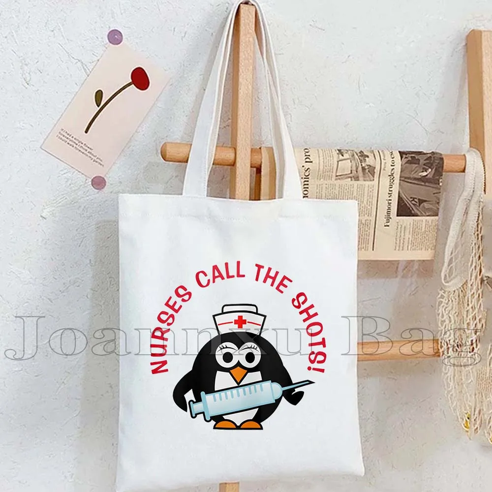 Funny Nursing School Student Caduceus Ambulance Nurse Birthdays Gifts Cute Stethoscope Tote Bag Cartoon Coffee Cotton Handbag