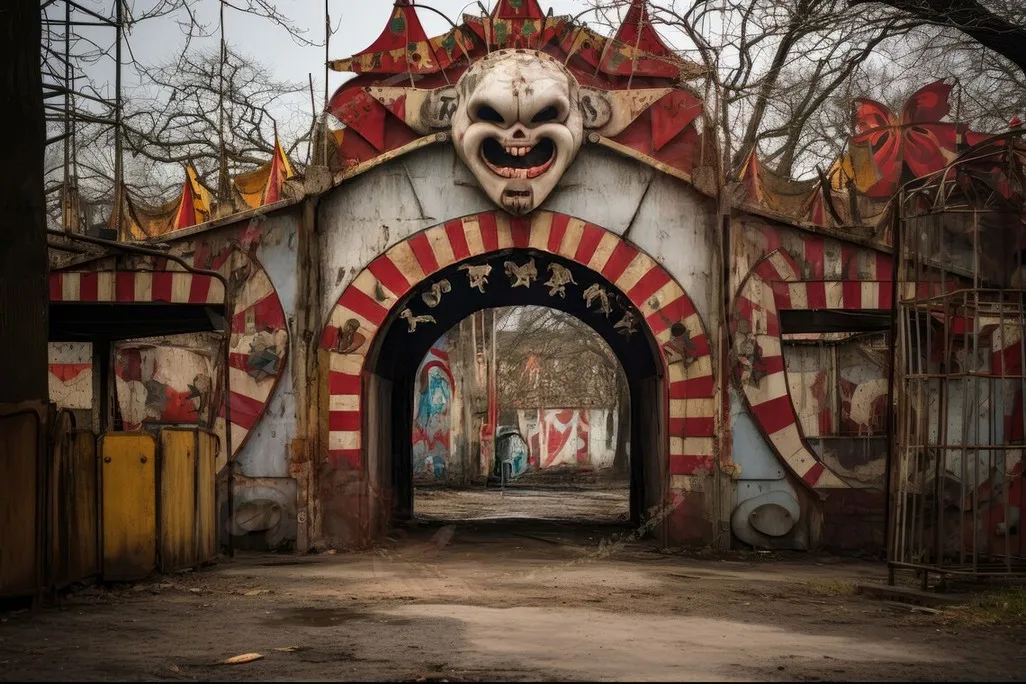 유령 서커스 소름 끼치는 광대 유령 할로윈 배경, 컴퓨터 인쇄, 어린이 사진 스튜디오 배경