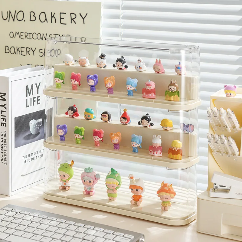 Acrylic Mystery Figure Display Stand Clear Showcase for Collectible Toys Wall Mounted Storage Cabinet with Multilayer Shelving