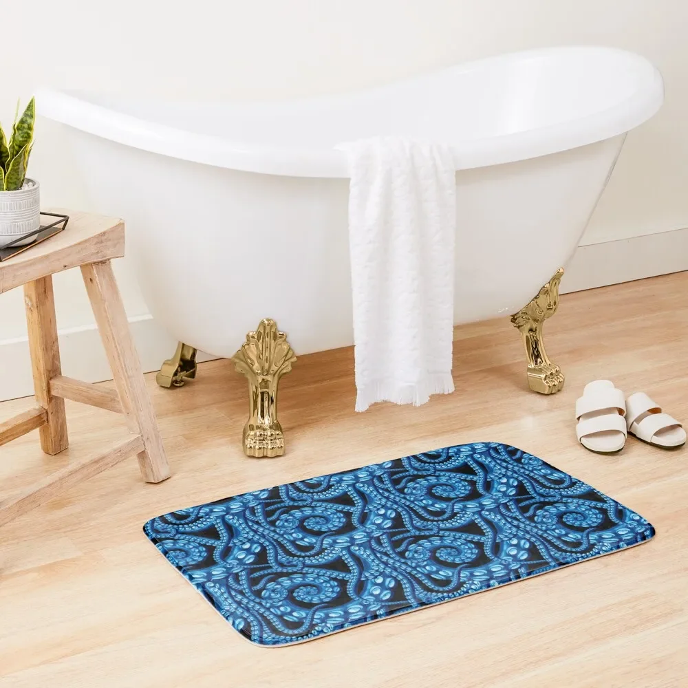 

Kraken in blue Bath Mat For Bathroom And Toilet Anti-Slip Shower Mat