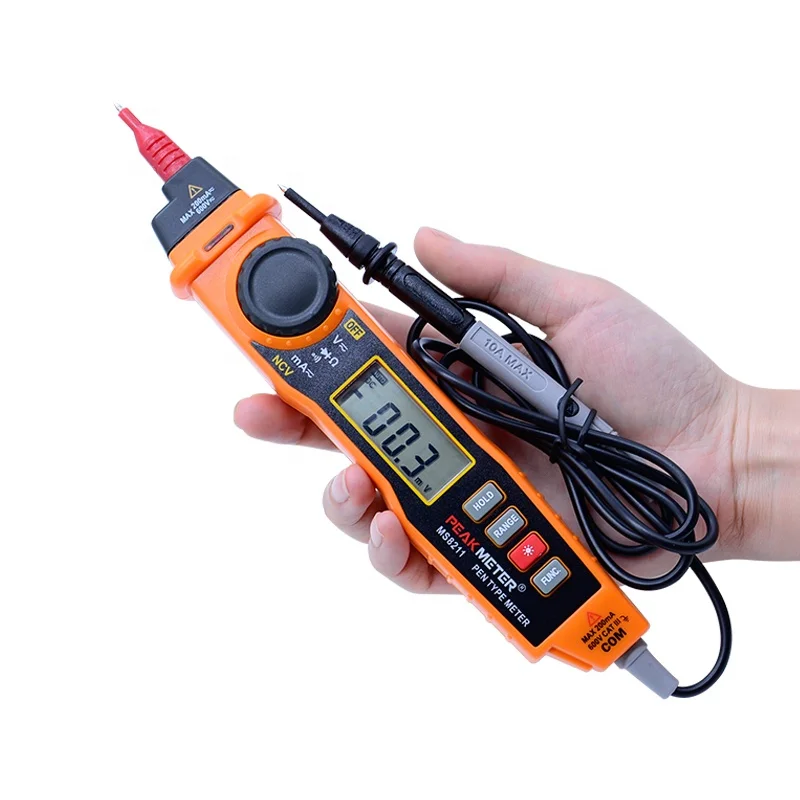 

Цифровой мультиметр-ручка PEAKMETER PM8211 с функцией NCV: измерение напряжения AC/DC до 600В, тока AC/DC до 200мА, сопротивления до 20М Ом