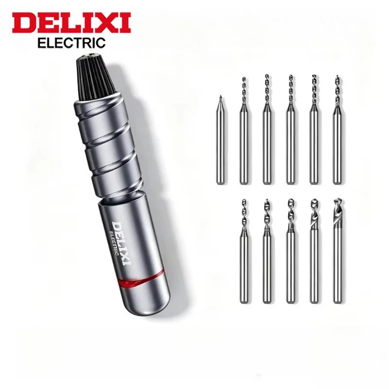 DELIXI Automatic Mini Drill Set with Cobalt Step Drill Bits Portable Precision Drilling Tool for Woodworking DIY Making Repair