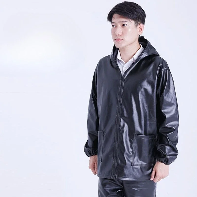 Heavy Duty Leather Coat Pants Combo for Men Waterproof Oil Repellent Protective for Motorcycle Riding Field Work All Seasons​