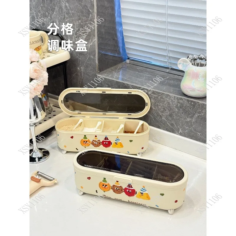 

Household Kitchen Seasoning Box Set Salt & Spice Storage Jars Organizer with Containers