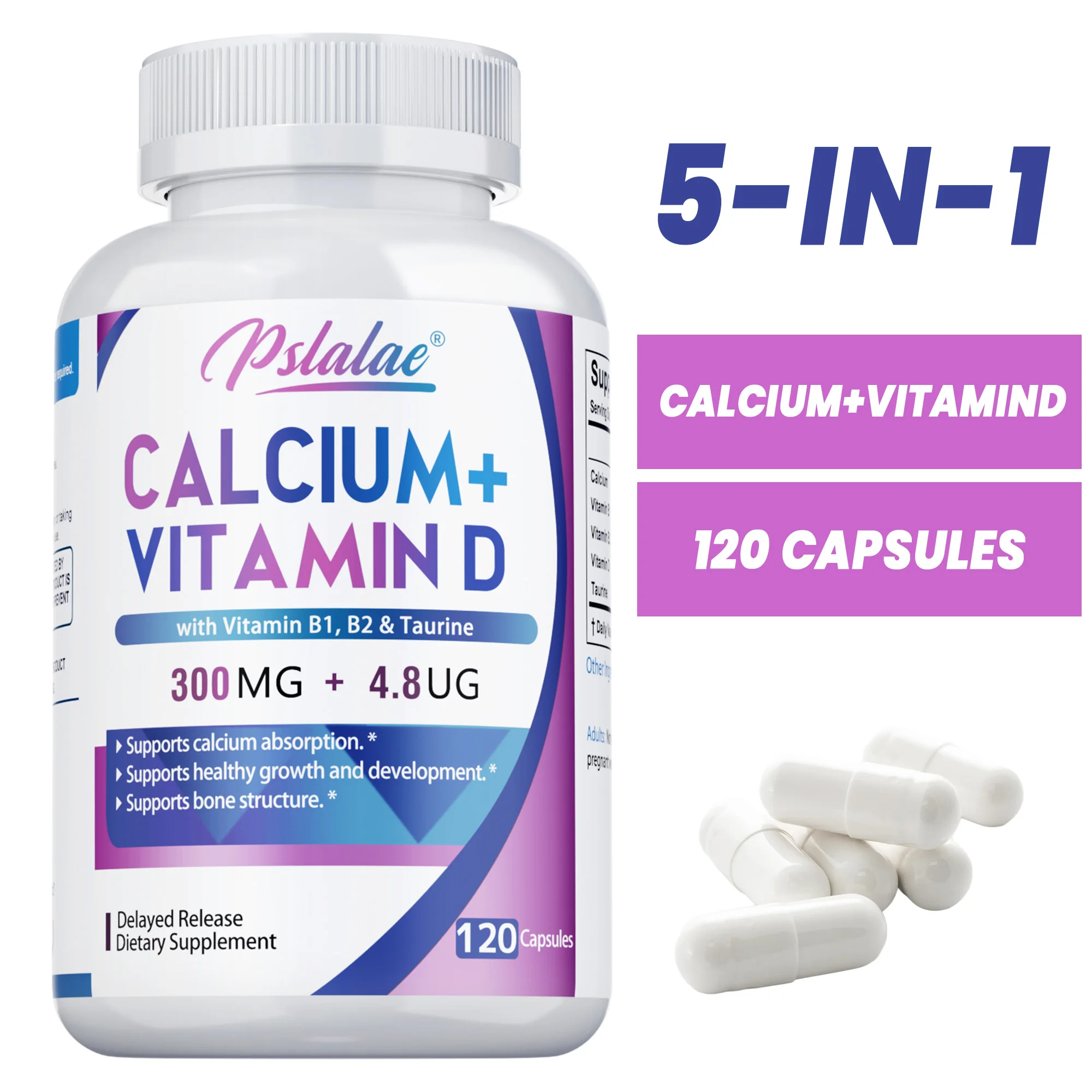 Calcium + Vitamin D - Helps Calcium Absorption, Dental & Bone Health, Promotes Heart and Blood Vessel Health, Enhance Immunity