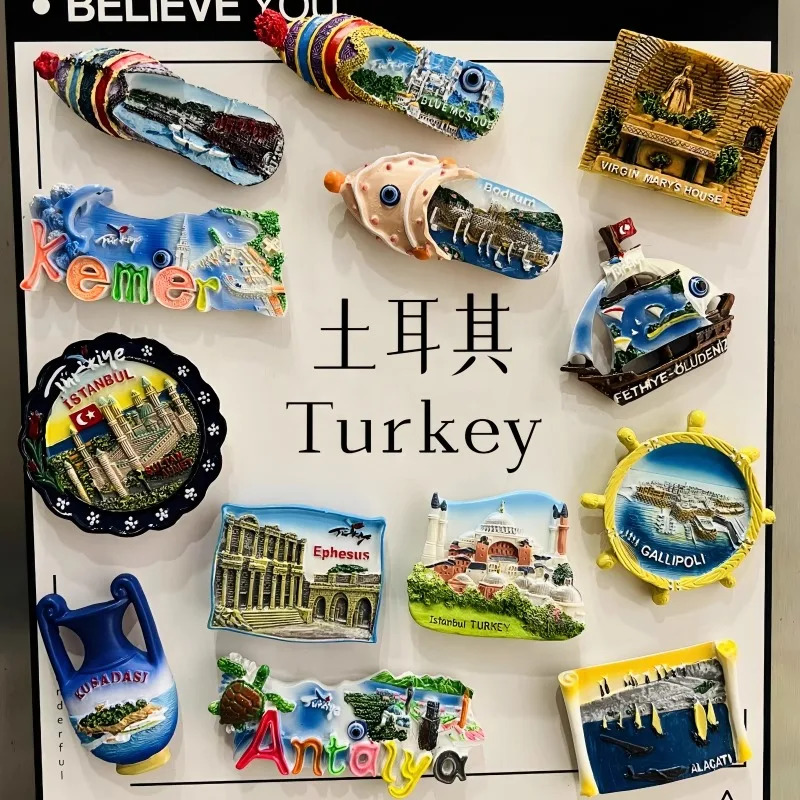 Turkey 3D Fridge Magnets Tourism Souvenir Resin Refrigerator Magnets Sticker Collection Handicraft Ornament Gift Home Decoration