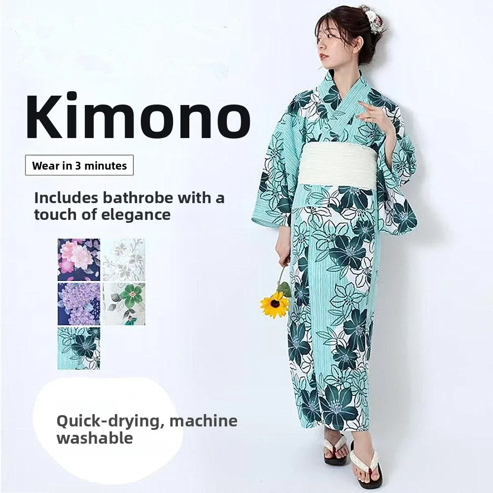 Traditional Kimono Style Women's Bathrobe Multiple Patterns Anti-Wrinkle Fabric Travel Photography Friendly New Arrival