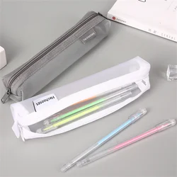 Transparent Mesh Pencil Cases For Student Boy Girl Fashion Simplicity Pencil Pouch Stationery Storage Bag School Stationery Case