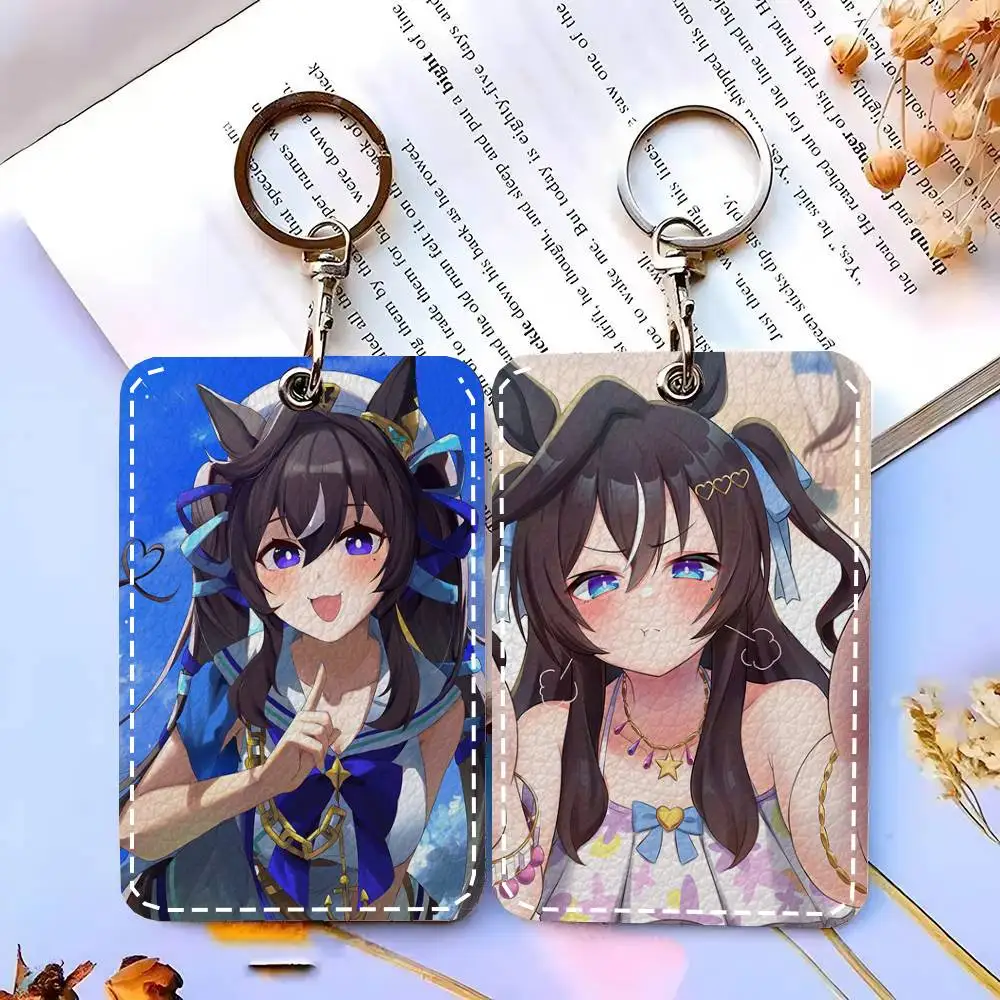 

Vivlos Anime U-Uma Musume Card Case Keychain Access Card Bag Key Tag Ring Leather Card Holder Key Ring Access