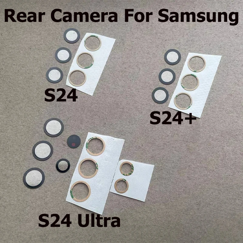 New For Samsung Galaxy S24 Plus Ultra Back Rear Camera Glass Lens With Sticker Adhesive Repair Parts