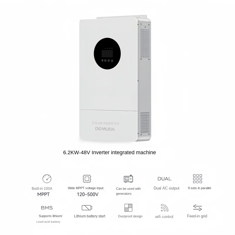 MPPT Solar Inverse Control Integrated Machine  24v/48v/220V/6.2Kw   Pure Sine Wave  off Grid  Photovoltaic Wide Voltage Inverter