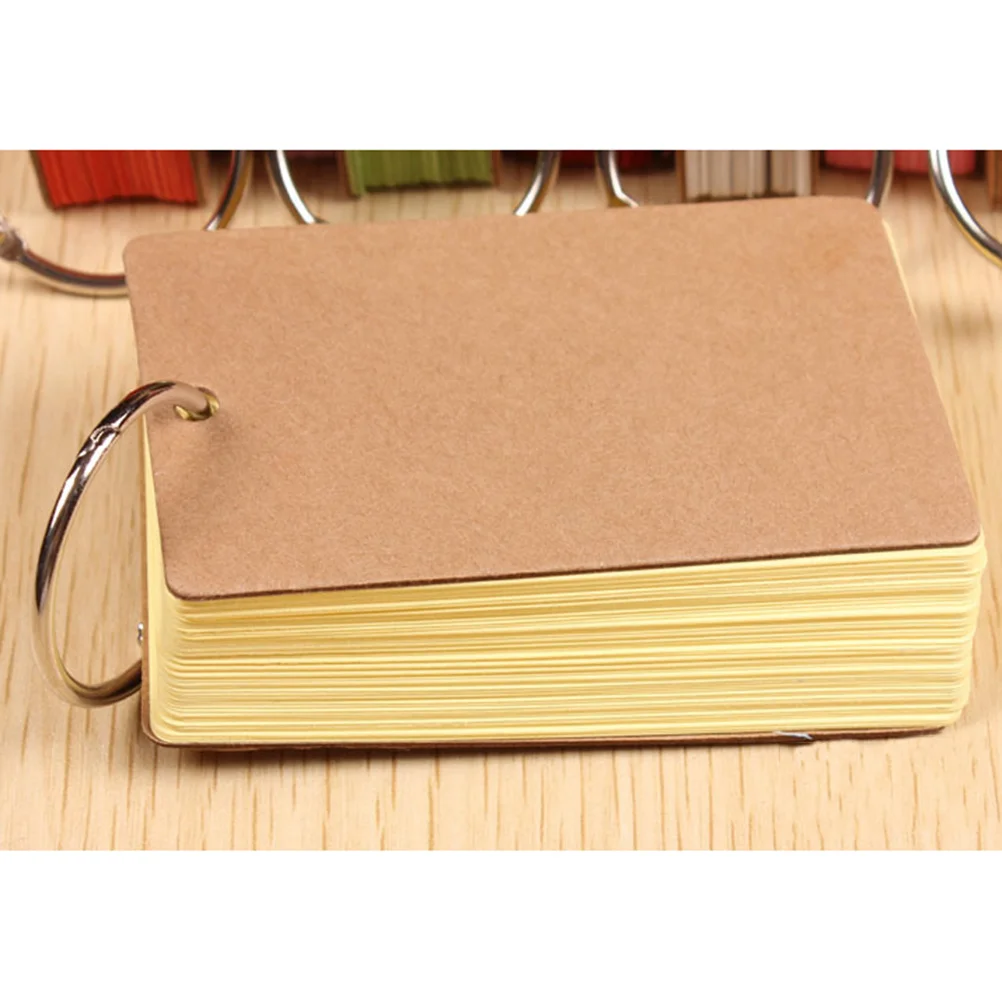 6Pcs Kraft Paper Binder Ring Flash Cards Blank Portable Notepads for Students DIY Word Study Cards Memo Refillable