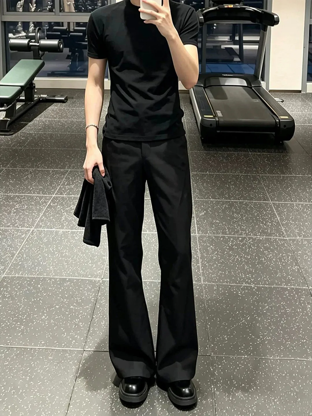

Cleanfit Black Ice Silk Men's Straight Leg Pants Summer Thin Slimming Long Legging Knife Trousers Fashionable Casual Wear