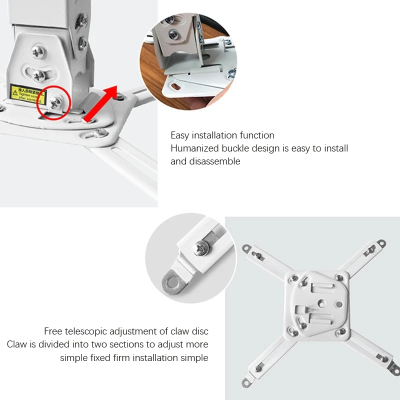 Projector Bracket Ceiling Mounting Bracket,Tilted Retractable For Inch 1/4 Screw Hole,30Cm Claw Pitch Projector