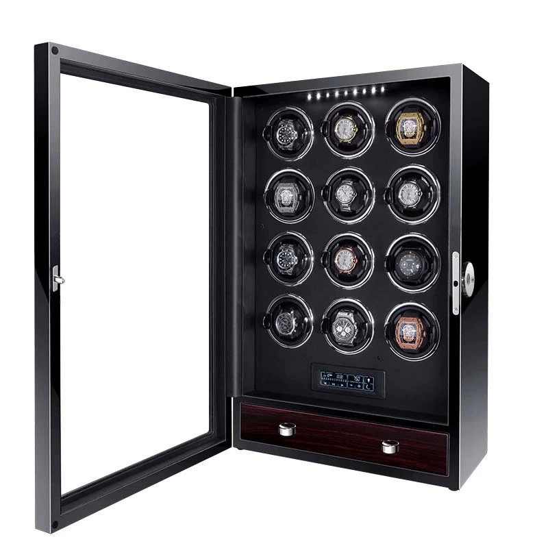Self-winding watch case, multi-position with drawers