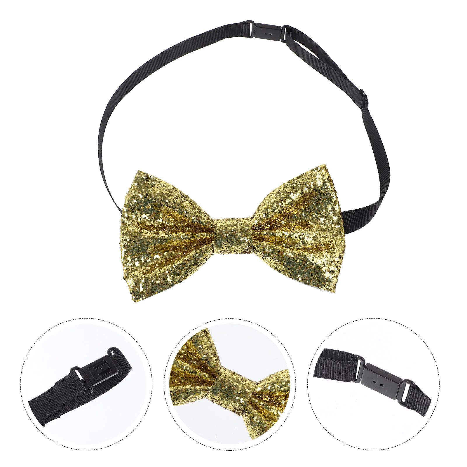 Groom Bow Tie for Wedding Bowtie Glitter Powder Golden Mens Sequin Bridegroom